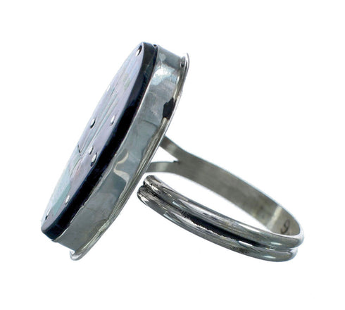 Genuine Sterling Silver Navajo Adjustable Multicolor Inlay Ring Size 9, 10, 11 NN20584